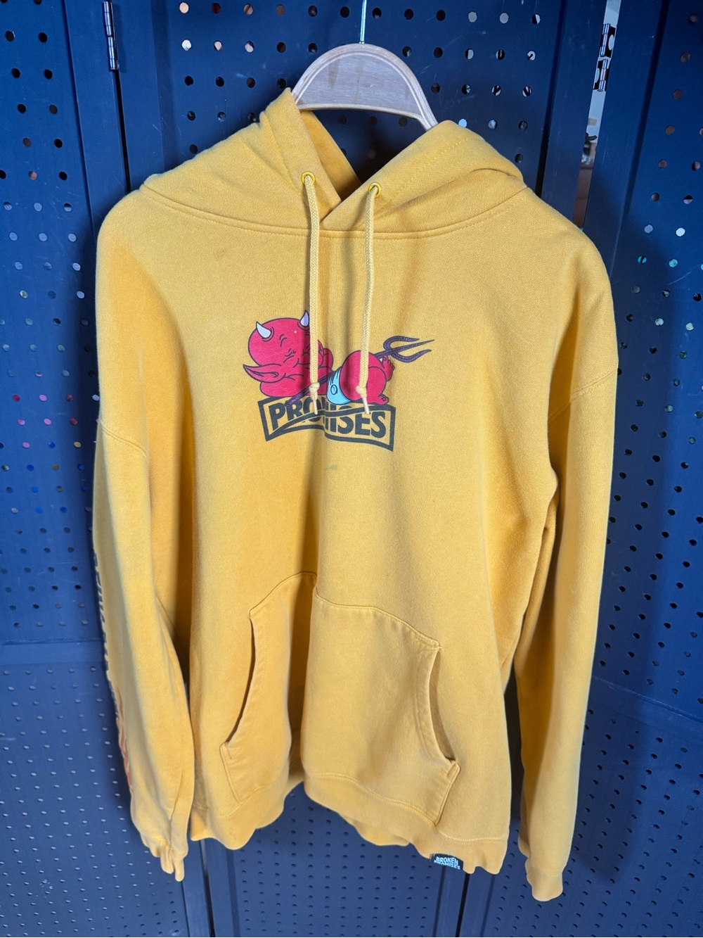 Yellow BROKEN PROMISES *read description Graphic Hoodie Sweatshirt - Men